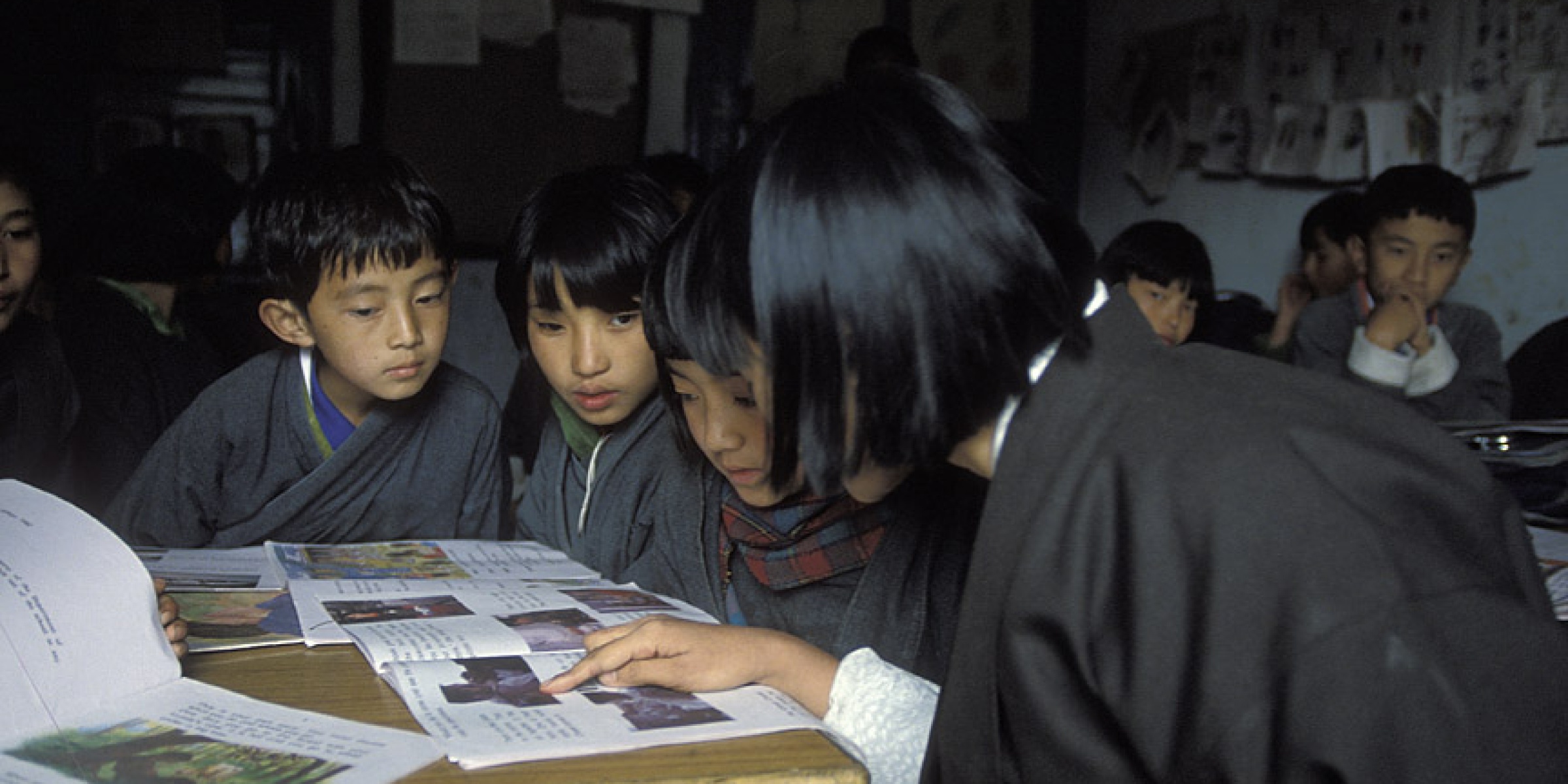 Teacher and schoolchildren. Bhutan. Credit: Curt Carnemark / World Bank